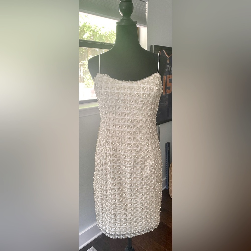 Adrianna Papell White Beaded Dress